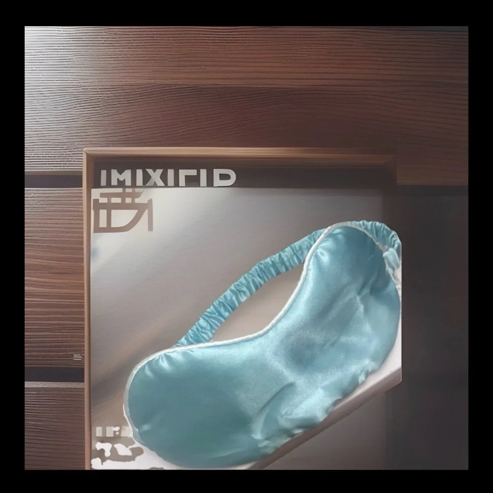 Light Blue Satin Sleep Mask with Elastic Strap